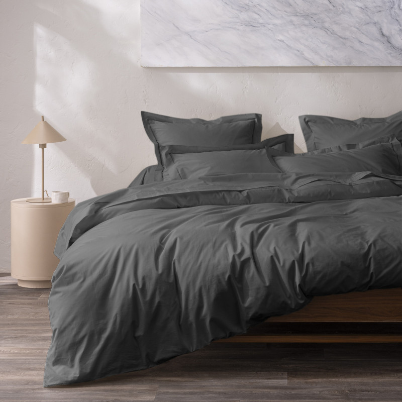 Percale de coton uni 80 fils/cm² Ardoise