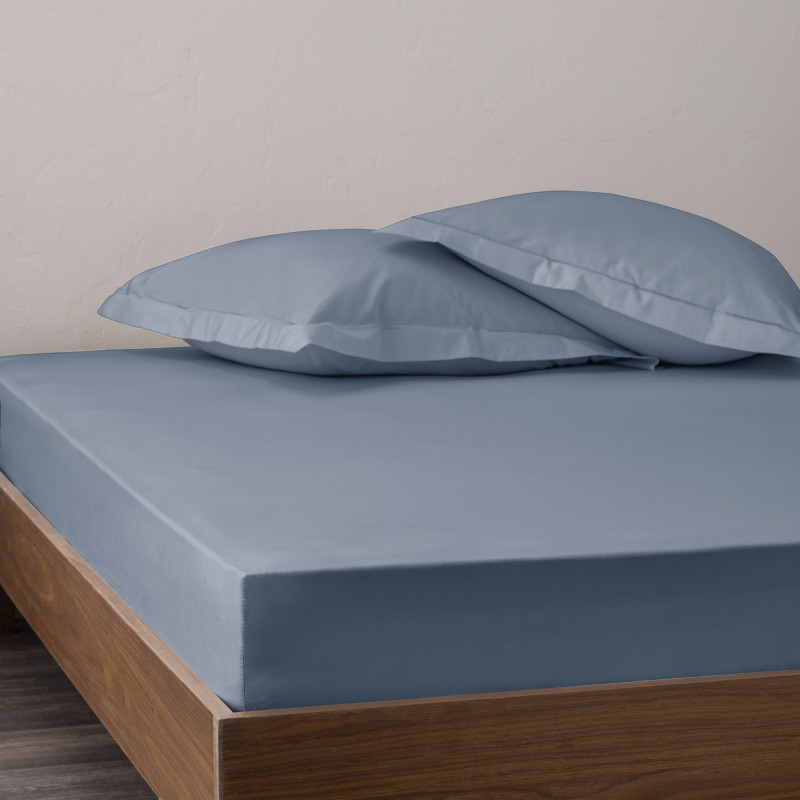Percale de coton uni 80 fils/cm² Bleu Jean