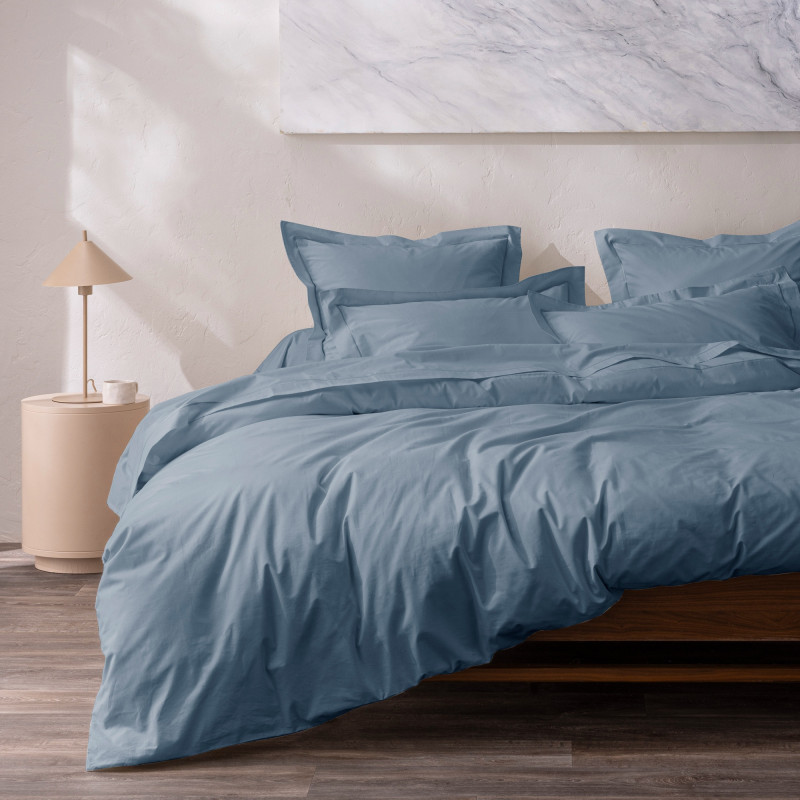 Percale de coton uni 80 fils/cm² Bleu Jean