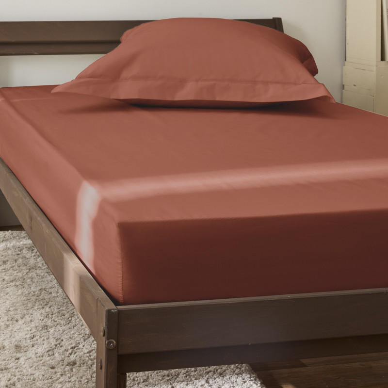Percale de coton uni 80 fils/cm² Terracotta