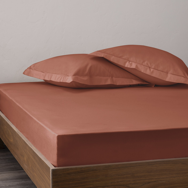 Percale de coton uni 80 fils/cm² Terracotta