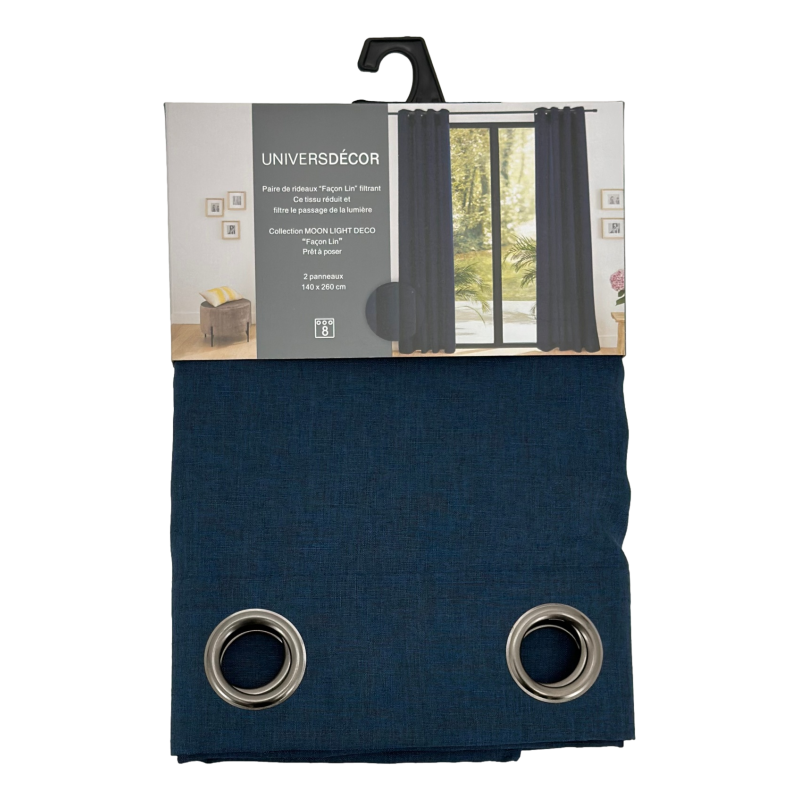 Rideaux Effet lin Bleu Nuit