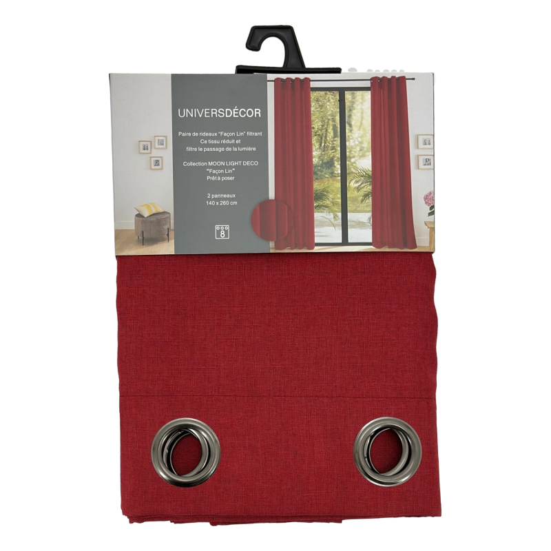 Rideaux Effet lin Cerise