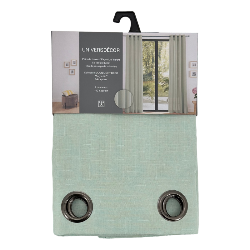 Rideaux Effet lin Menthe